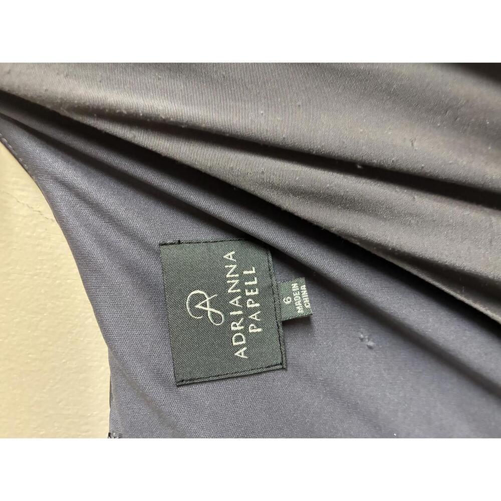 NWT Adrianna Papell Beaded Jersey Gown Eclipse Blue Size 6 Ruched 1/2 Sleeve - Picture 4 of 8